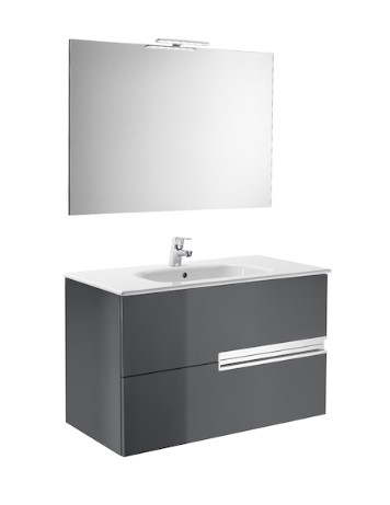 Mueble de baño base Roca Victoria-N Pack de dos cajones y lavabo 1000 mm Gris antracita