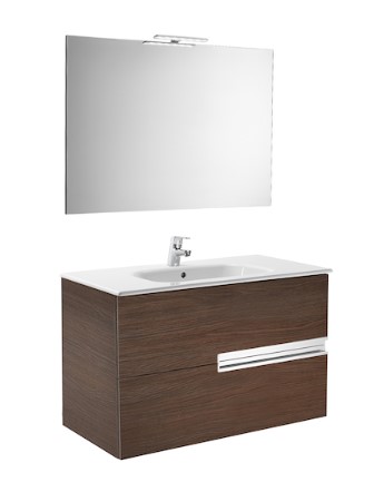 Mueble de baño base Roca Victoria-N Pack de dos cajones y lavabo 1000 mm Wenge texturizado