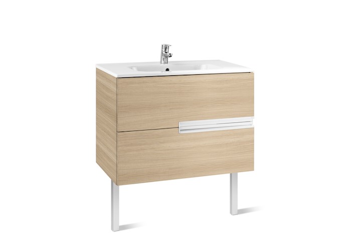 Mueble de baño base Roca  Victoria-N Unik de dos cajones y lavabo 1000 mm Roble texturizado
