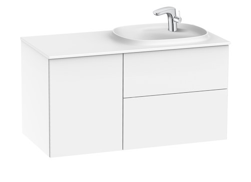 Mueble de baño base Roca de Beyond de cuatro cajones y dos lavabos de SURFEX 1000 Blanco brillo