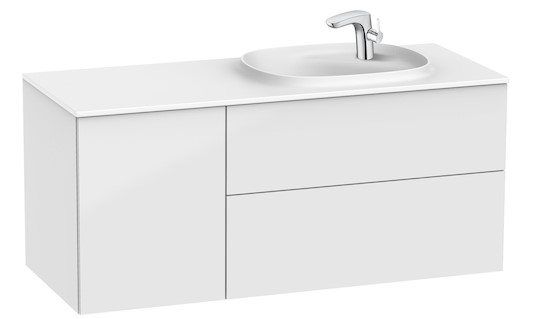 Mueble de baño base Roca de Beyond de cuatro cajones y un lavabo de SURFEX 1200mm Blanco brillo