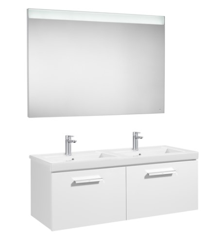 Mueble de baño Roca PRISMA de lavabo doble 1200 Blanco brillo