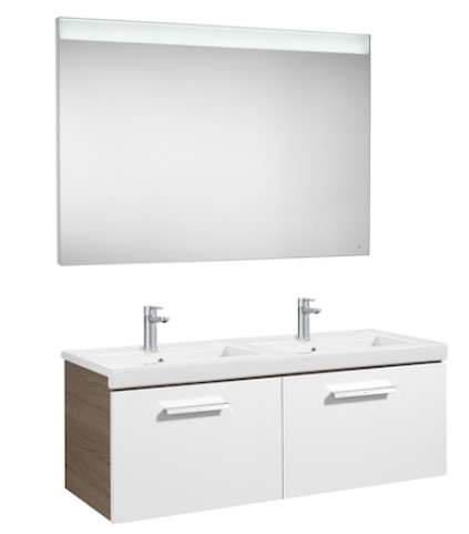Mueble de baño Roca PRISMA de lavabo doble 1200 Blanco fresno