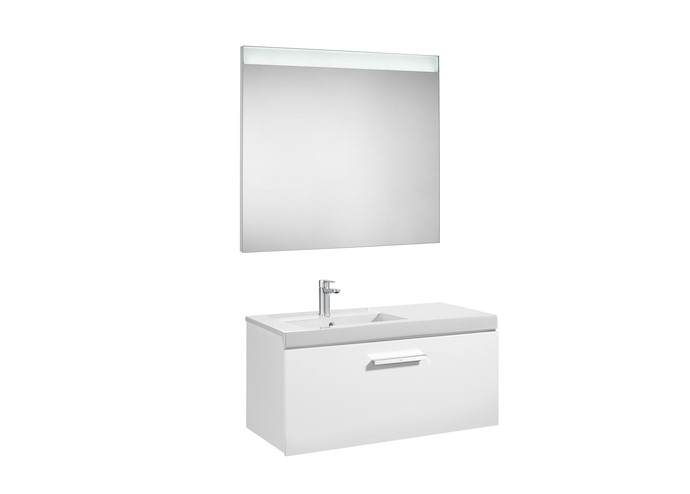 Mueble de baño Roca pack de PRISMA de un cajon lavabo izquierdo 900mm Blanco brillo